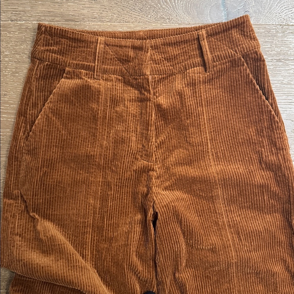 Line + Dot Brown Corduroy Wide Leg Pants High Rise Cropped Vintage Style size M - Picture 3 of 7